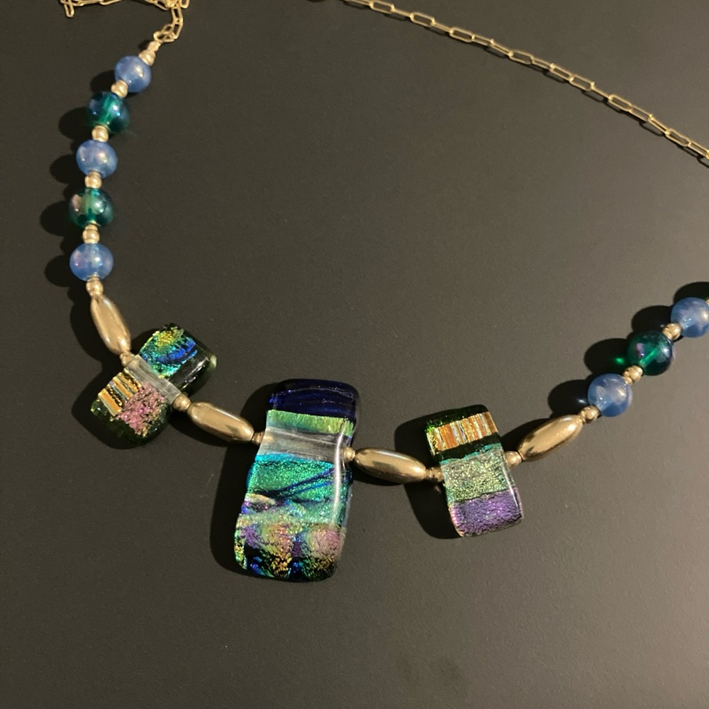 Dichroic Glass Necklace on Gold-Filled Chain